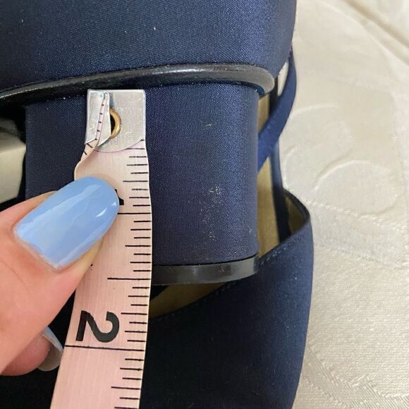 YSL Yves Saint Laurent 90s Blue Satin Block Heels - Picture 5 of 16